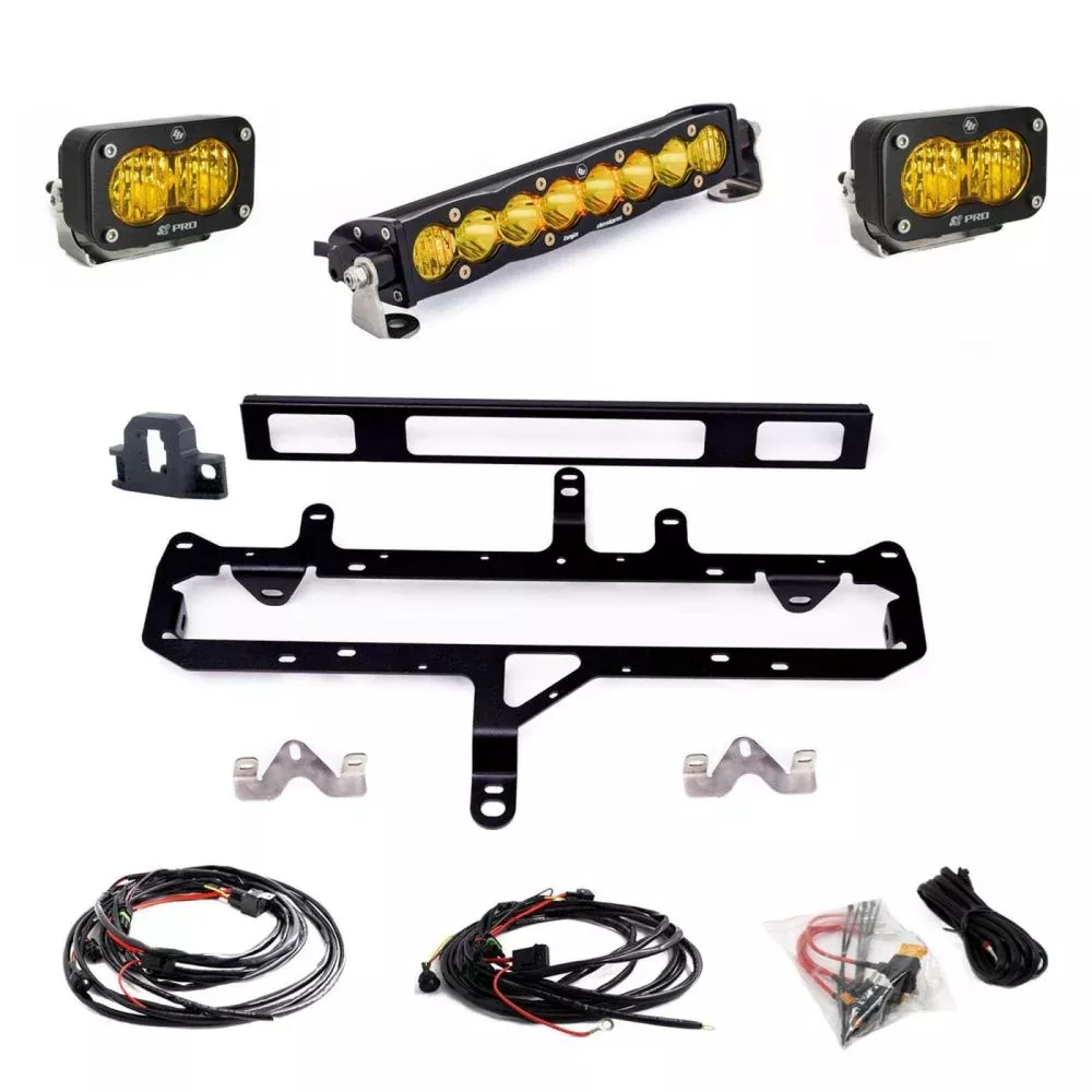Baja Designs Grille Light Bar Kit 10 inch S8 Series Multi Pattern Baja Amber Lens 448263