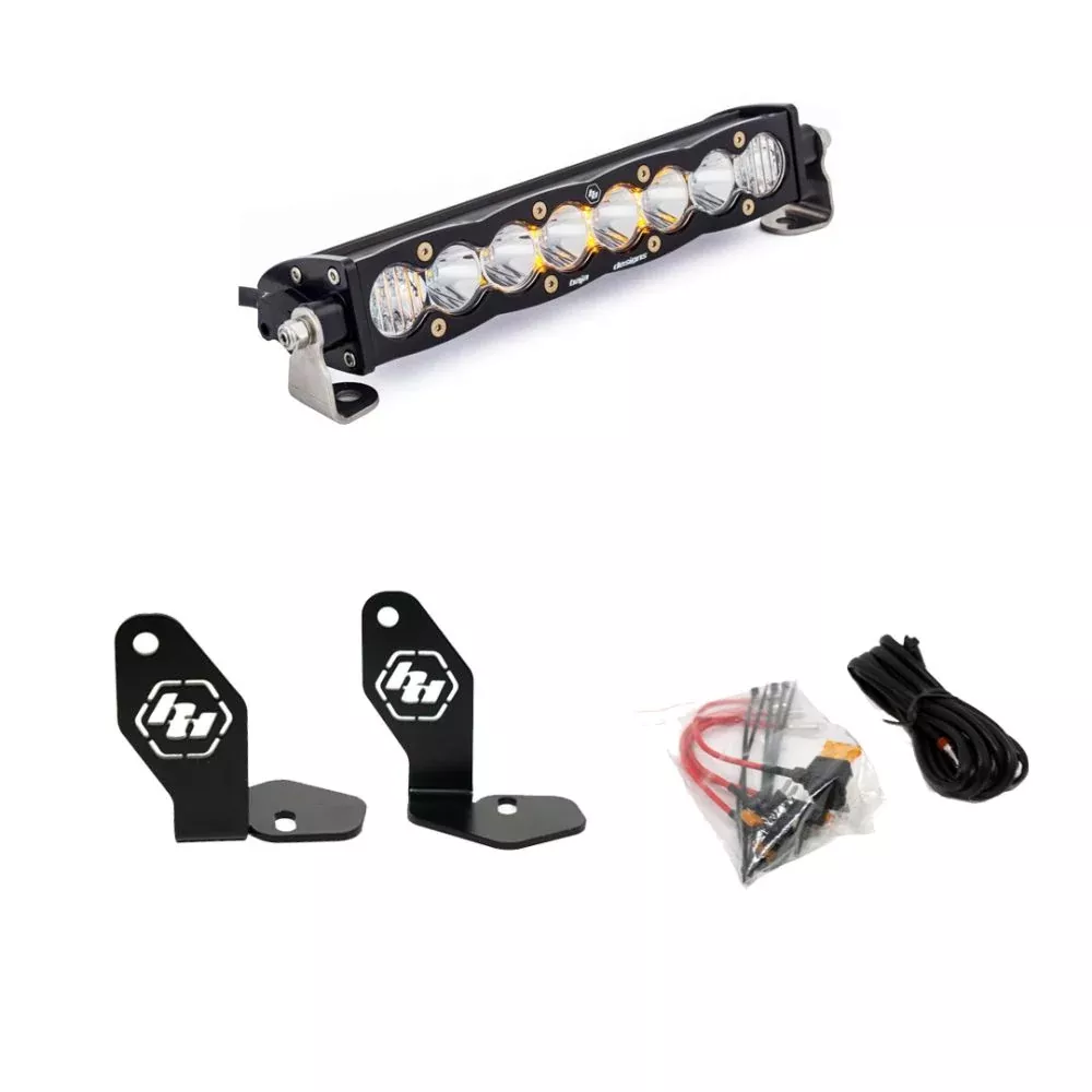 Baja Designs Hood Mount Light Bar Kit 10 inch S8 Series Driving/Combo Pattern Baja Amber Lens 448102