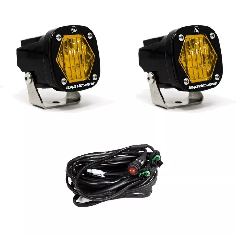 Baja Designs Pair S1 Amber Wide Cornering LED Light w/Mounting Bracket