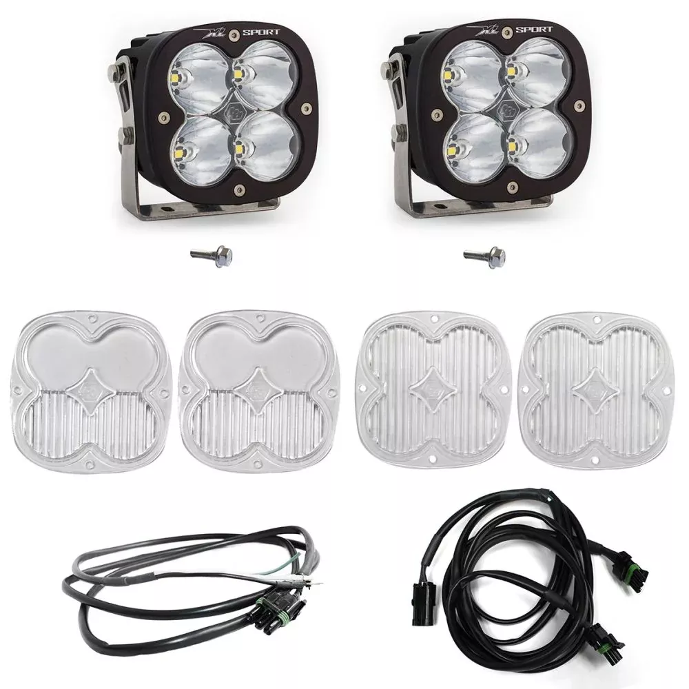 Baja Designs A-Pillar Light Kit Pair XL Sport Series Spot Pattern Clear Lens Upfitter Wiring 447753UP