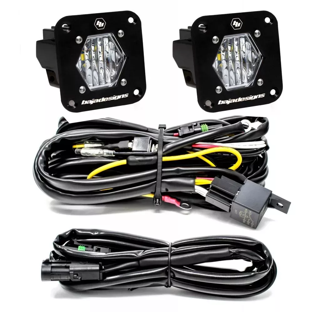 Baja Designs Reverse LED Light Pod Each Black Flush Mount S1 Series Wide Cornering Pattern Clear Lens Universal 387808