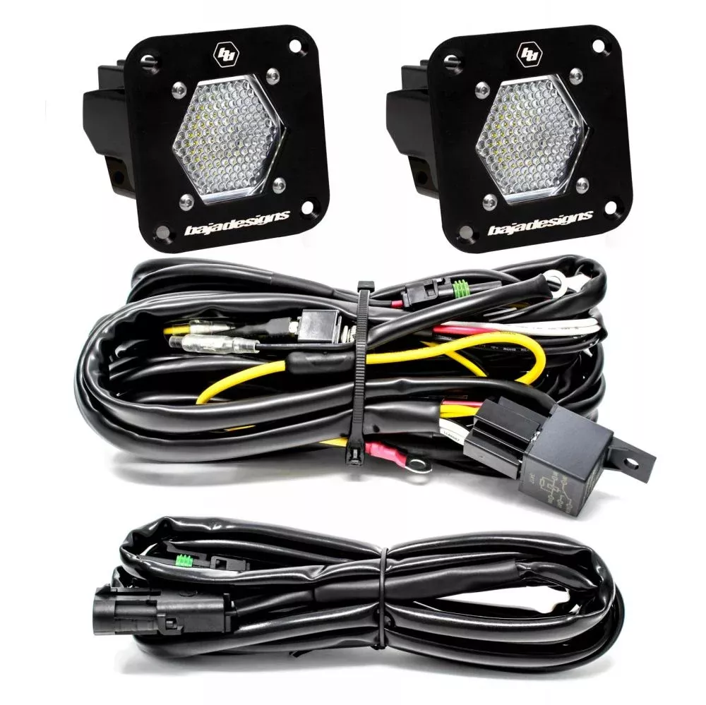 Baja Designs Reverse LED Light Pod Each Black Flush Mount S1 Series Work/Scene Pattern Clear Lens Universal 387809