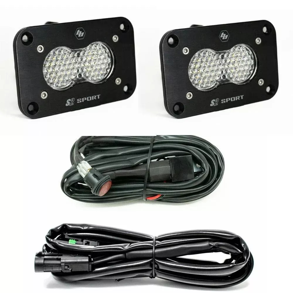 Baja Designs Reverse Light Kit Pair Black Flush Mount S2 Sport Series Work/Scene Pattern Clear Lens Universal 547808