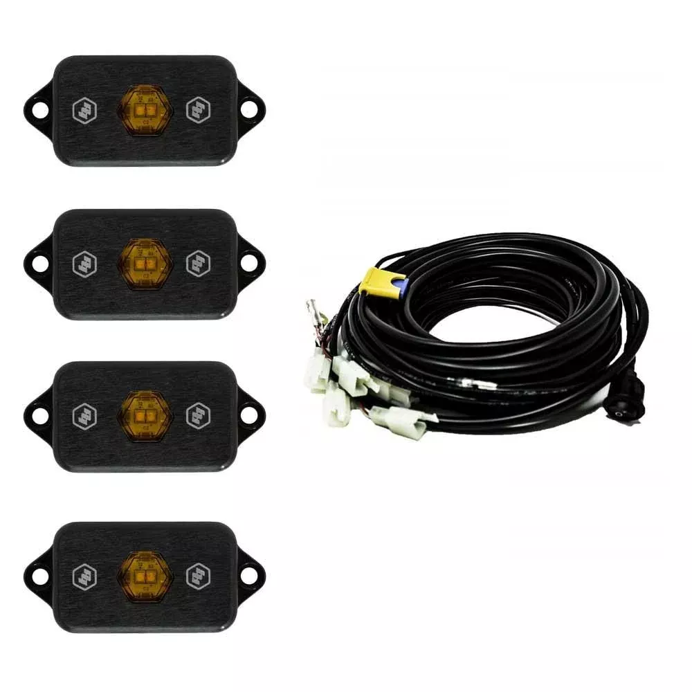 Baja Designs Rock Light Kit Set Of 4 Baja Amber Lens Universal 447056