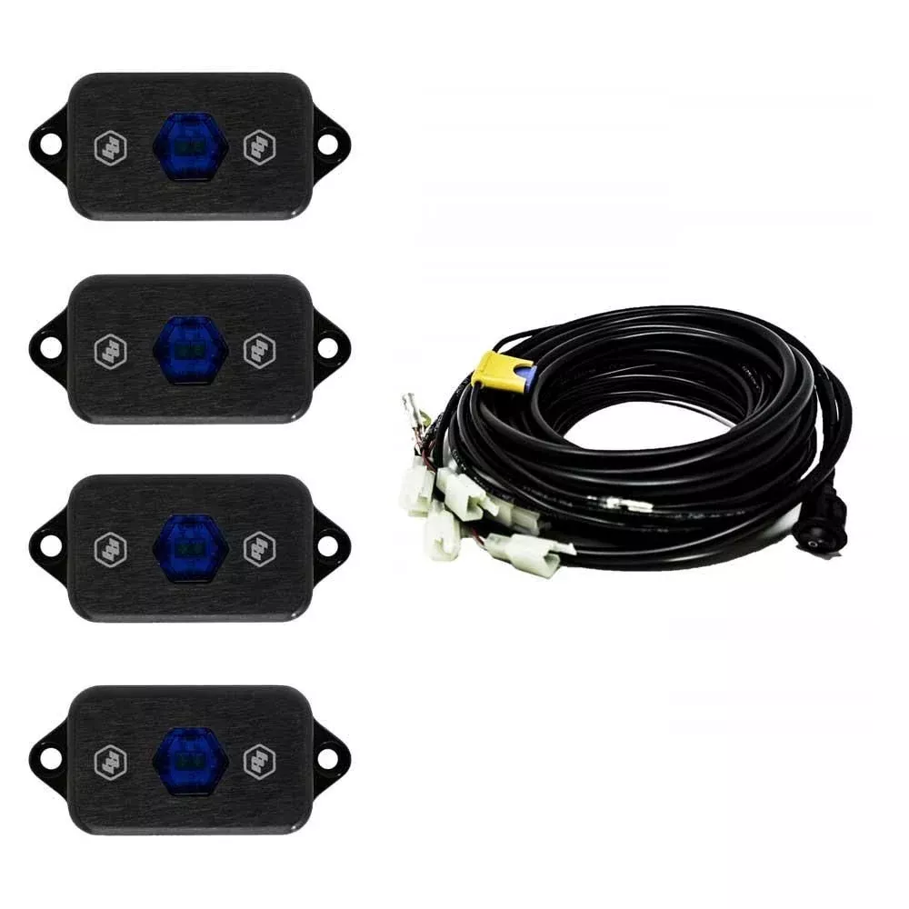 Baja Designs Rock Light Kit Set Of 4 Blue Lens Universal 447058