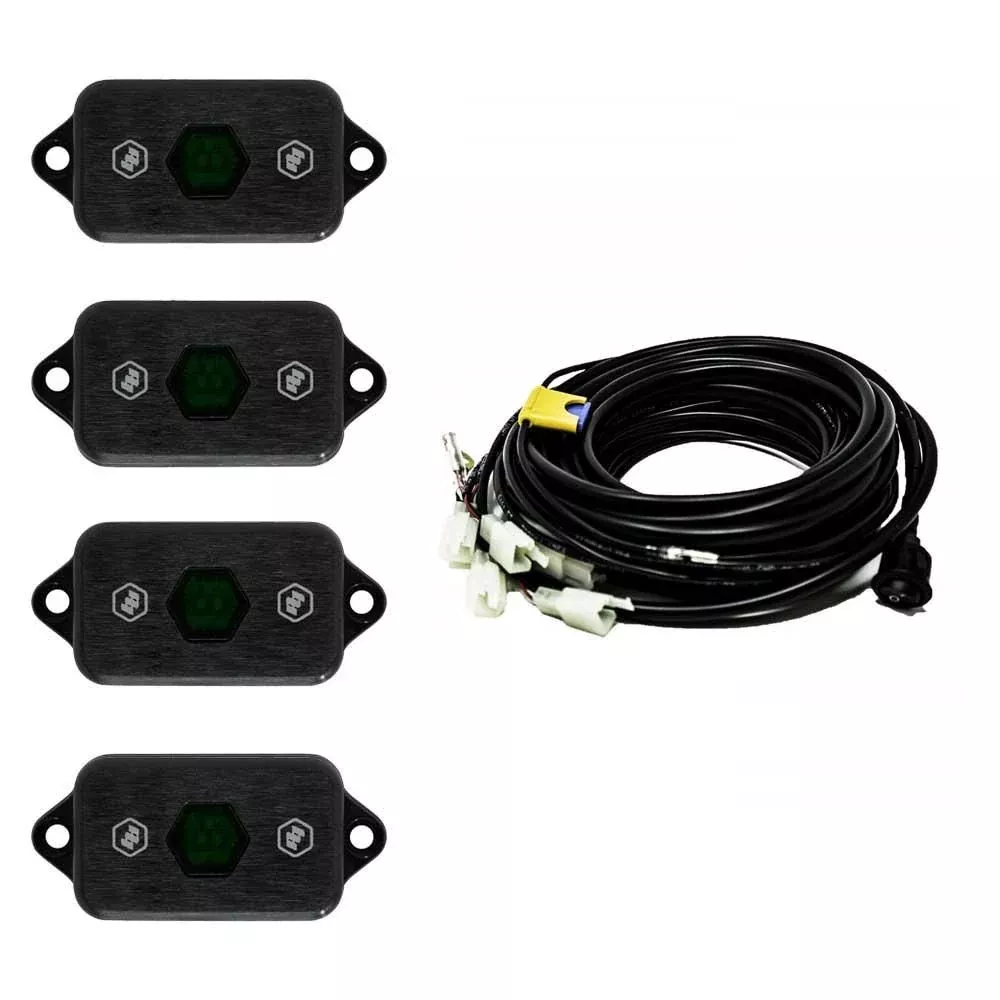 Baja Designs Rock Light Kit Set Of 4 Green Lens Universal 447057