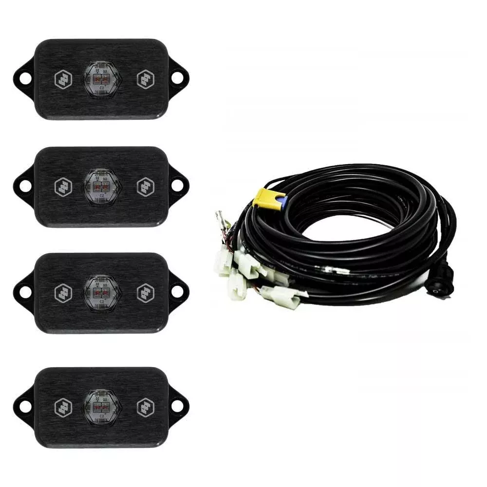 Baja Designs Rock Light Kit Set Of 4 Red Lens Universal 447055
