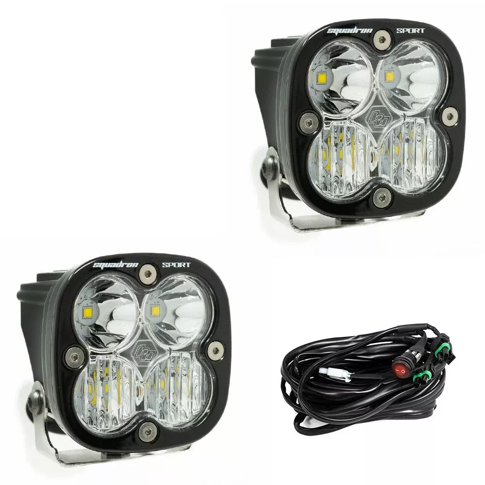 Baja Designs Squadron Sport LED Pair Driving/Combo Lights Kit w/ Wire Harness