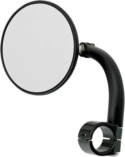 Biltwell 4" Round Black Clamp-On Utility Mirror for 1" Bars (6503-501-131)