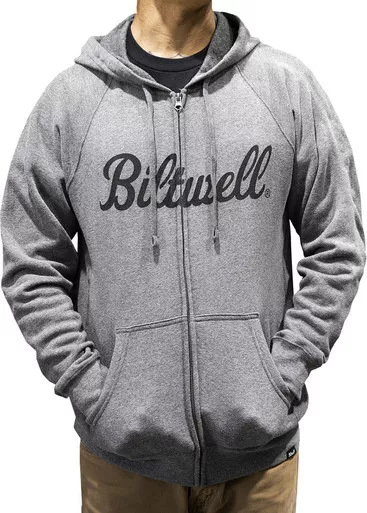Biltwell Script Zip-Up Raglan Hoodie Gray