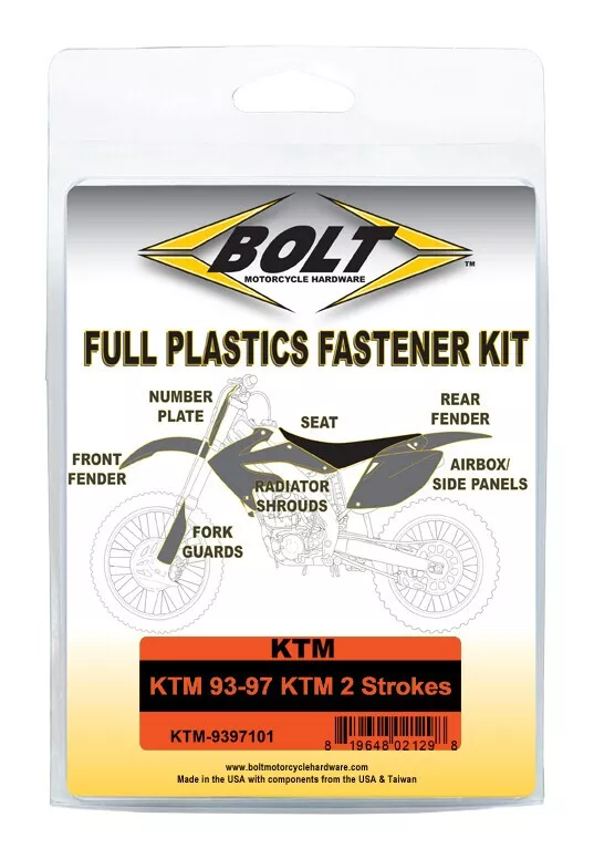 Bolt Hardware Full Plastics Fastener Kit KTM 250cc-300cc 1993-1997