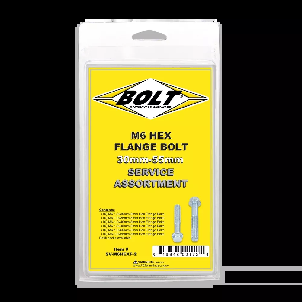 Bolt M6 8MM HEX Flange Assortment 60 Piece Kit – SV-M6HEXF-20