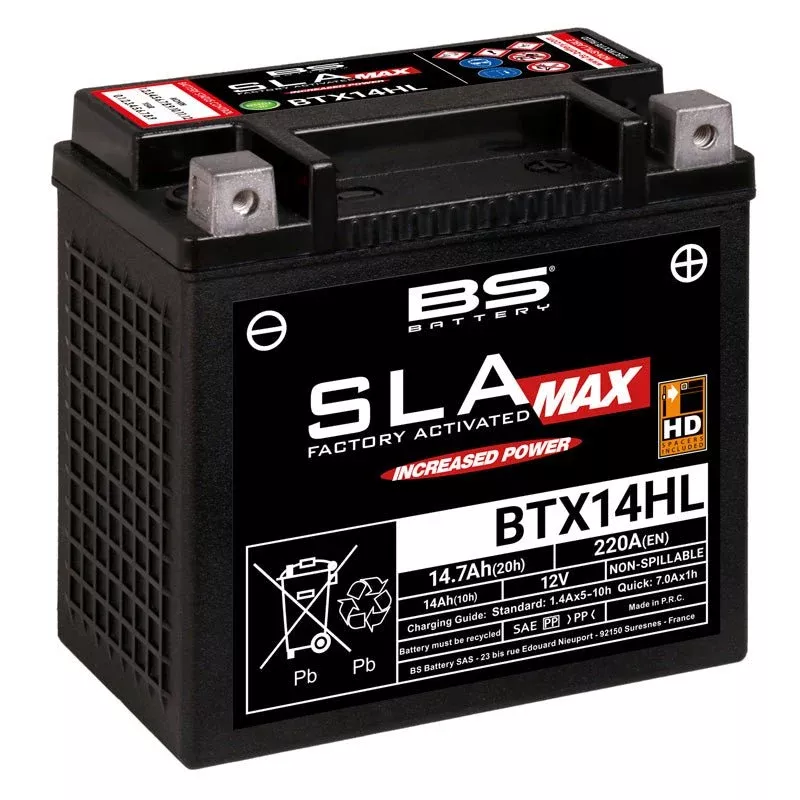 BS Battery BTX14H SLA Max Factory Activated 12V Battery