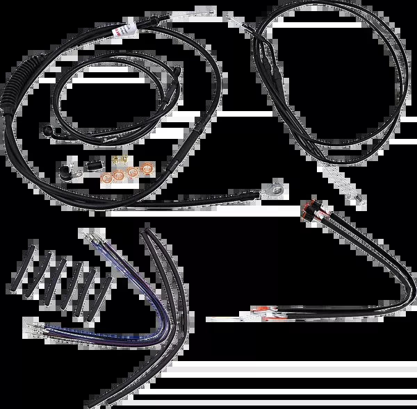 Burly Brand Complete Black Vinyl Handlebar Cable/Line Kit For Ape Hangers – 14″ – ’14-’22 Sportster