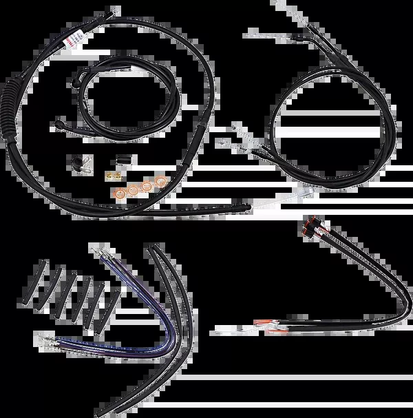 Burly Brand Complete Black Vinyl Handlebar Cable/Line Kit For Ape Hangers – 16″ – ’14-’22 Sportster