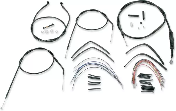 Burly Brand Complete Black Vinyl Handlebar Cable/Line Kit For Ape Hangers – 16″ – ’96-’03 Sportster