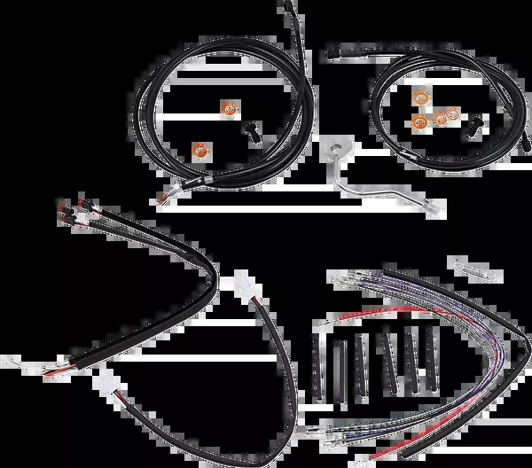 Burly Brand Complete Black Vinyl Handlebar Cable/Line Kit For Ape Hangers – 18″ – ABS – ’15-’16 FLTR