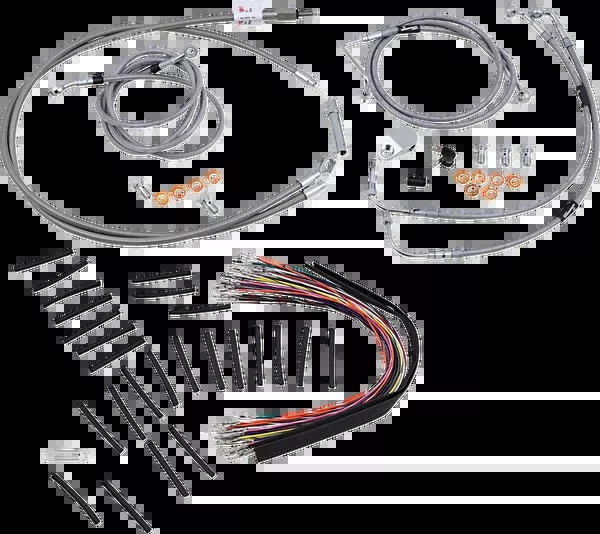 Burly Brand Complete Stainless Braided Handlebar Cable/Brake Line Kit – 13″ Ape Hangers – ’17-’20 FLH