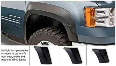 Bushwacker 40107-02 GMC Extend-A-Fender Flare - Front Pair,Black Finish