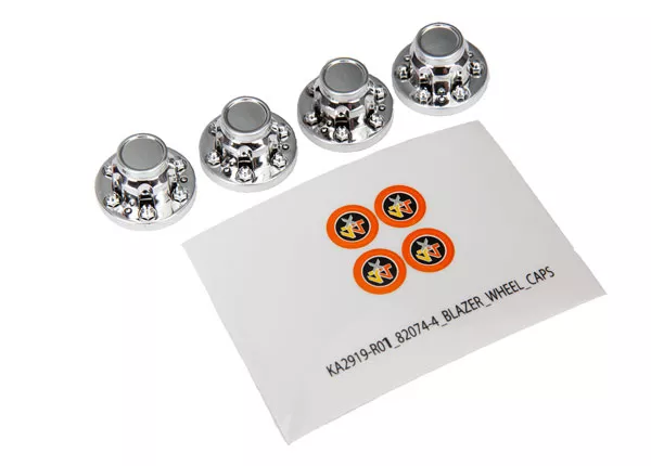Center Caps, Wheel (Chrome) (4)/ Decal Sheet (Requires #8255A Extended Stub Axle)