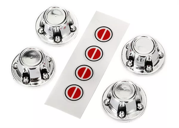 Chrome Wheel Center Caps (4)/ Decal Sheet (Requires #8255A Extended Thread Stub Axle)