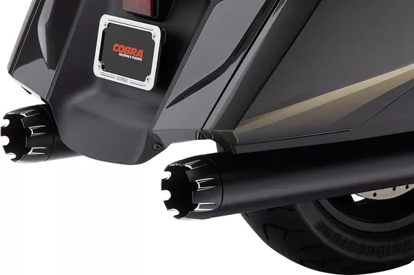 Cobra 4″ Slip-On Mufflers – Dual Cut – Black – GL 1800