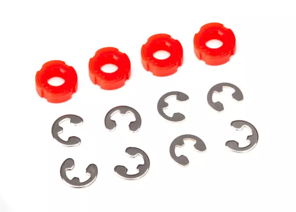 Damper Pistons, Red (4) & E-Clips (8)