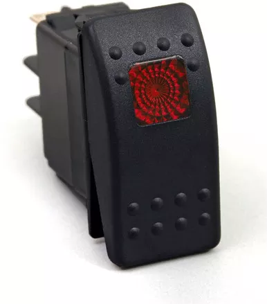 Daystar KU80014 Universal Rocker Switch with Red Light, 20 Amp, Single Pole