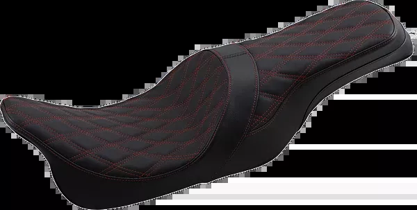 Drag Specialties Seats Forward Positioned Predator 2-Up Seat – Double Diamond – Red Stitched – FL ’08-’23
