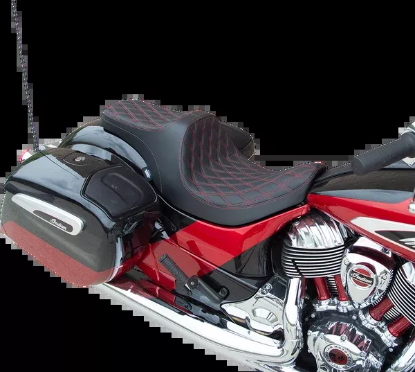Drag Specialties Seats Predator III Seat – Forward Positioning – Double Diamond – Red Stitching – Indian ’14-’22