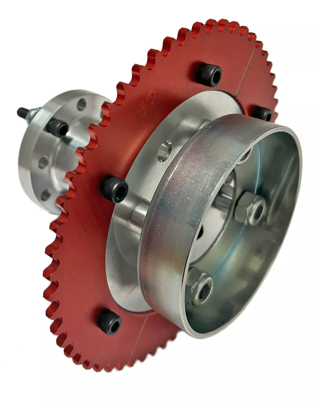 Drive Wheel with Brake Drum & Sprocket 58mm & 2.5″ Bolt Circle | 4″ Brake Drum