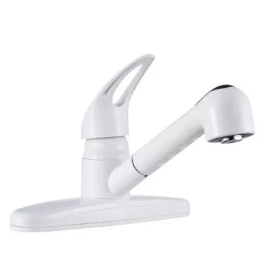 Dura Faucet DF-PK100-WT Non-Metallic Pull-Out Kitchen Sink Faucet - White