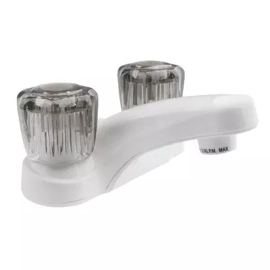 Dura Faucet DF-PL700S-WT RV Bathroom Faucet White Smoked Acrylic Knobs