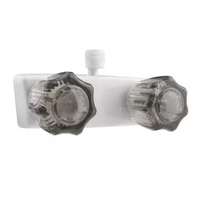 Dura Faucet DF-SA100S-WT RV Shower Faucet Valve Diverter with White Knobs
