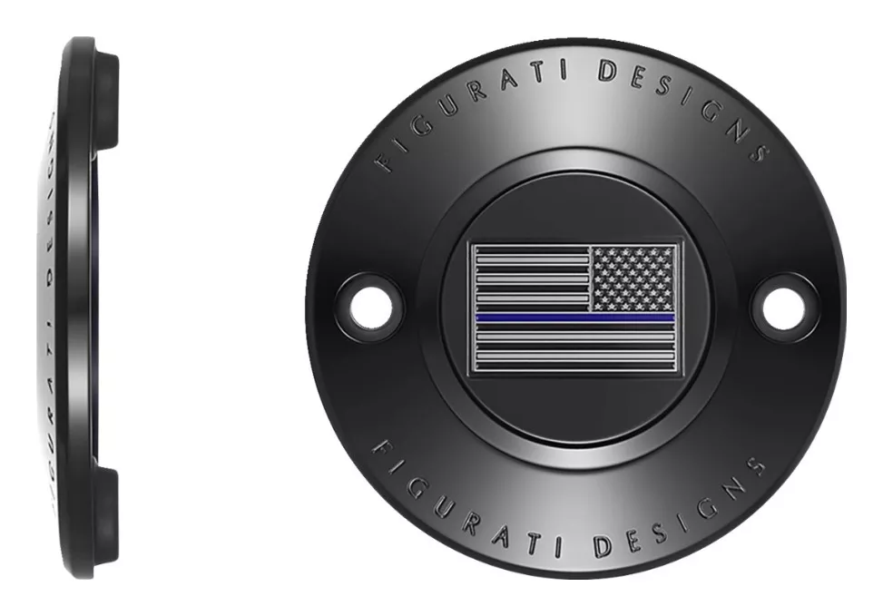 Figurati Designs Blue Line Flag Timing Cover For Harley M8 2017-2026