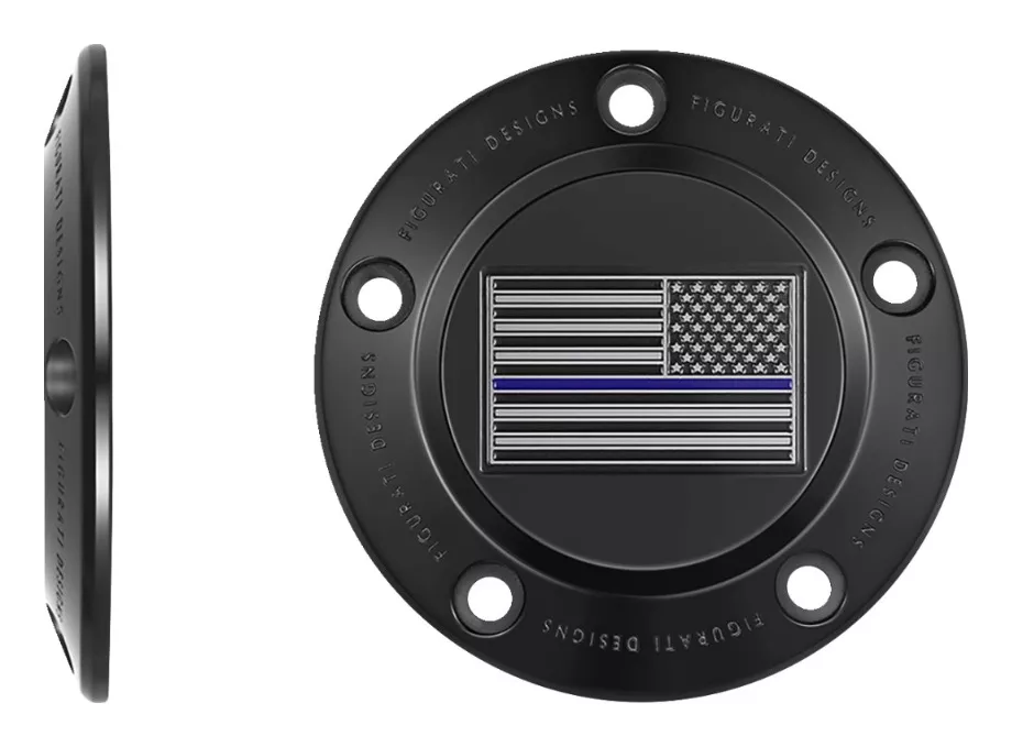 Figurati Designs Blue Line Flag Timing Cover For Harley Twin Cam 1999-2017