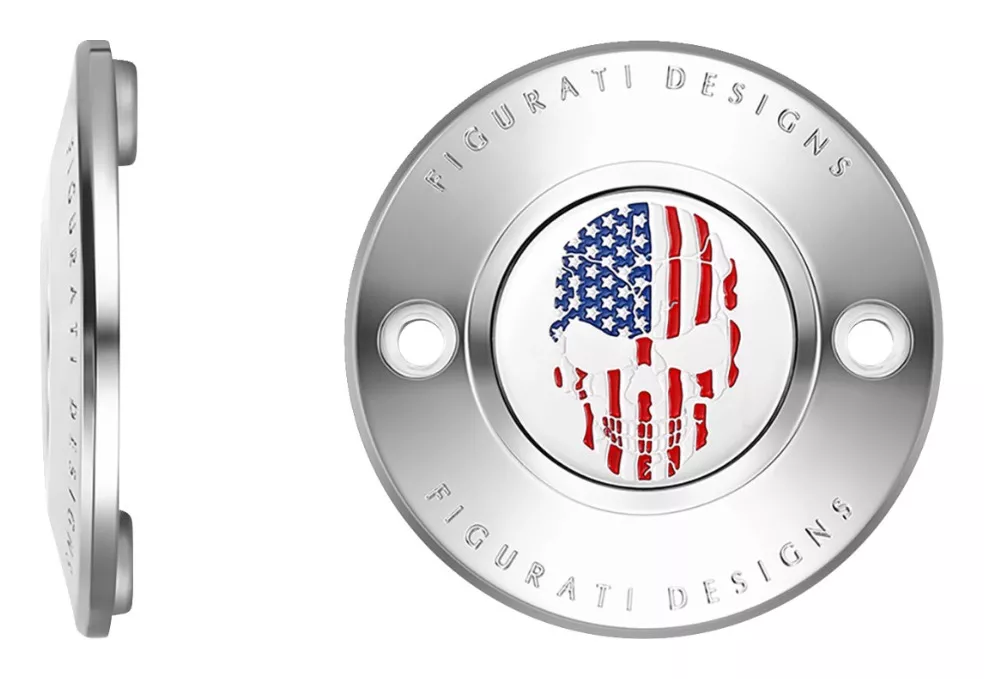 Figurati Designs Flag Skull Timing Cover For Harley M8 2017-2026