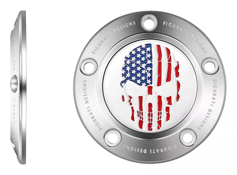 Figurati Designs Flag Skull Timing Cover For Harley Twin Cam 1999-2017