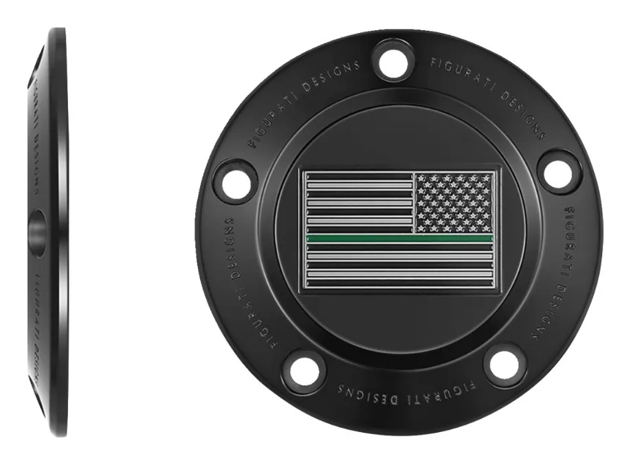 Figurati Designs Green Line Flag Timing Cover For Harley Twin Cam 1999-2017
