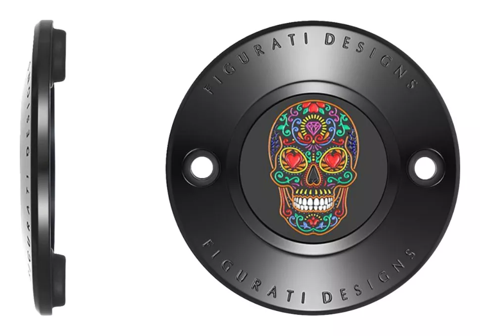 Figurati Designs Sugar Skull Timing Cover For Harley M8 2017-2026