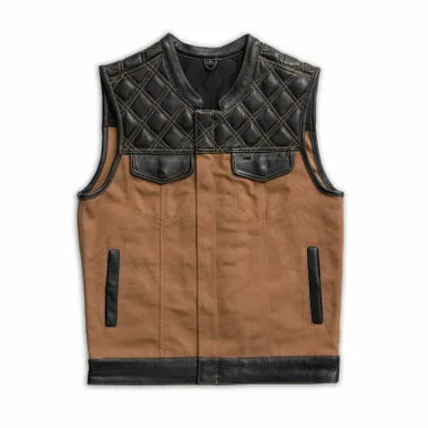 First Manufacturing 49/51 Hunt Club Black Brown Leather Canvas Vest