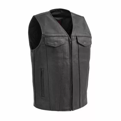First Manufacturing Badlands Black Leather Vest
