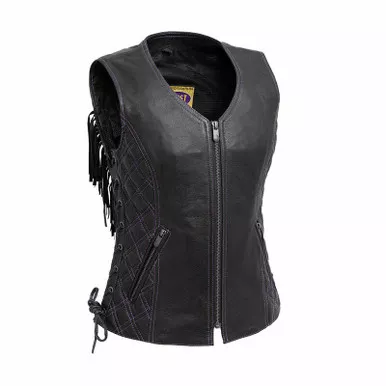 First Manufacturing Bandida Womens Black Leather Vest