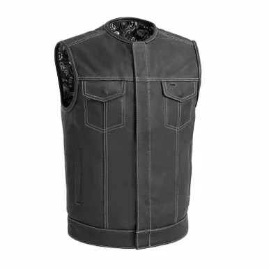 First Manufacturing Bandit Black White Leather Vest