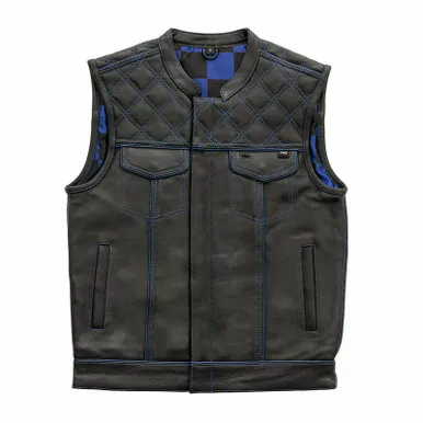 First Manufacturing Blue Black Checker Vest