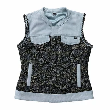 First Manufacturing Blue Viper Club Style Black Leather Vest