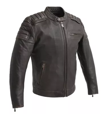 First Manufacturing Crusader Brown Beige Leather Jacket