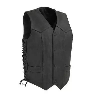 First Manufacturing DeadWood Black Leather Vest