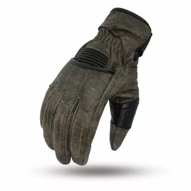 First Manufacturing Donner Black orange Leather Gloves