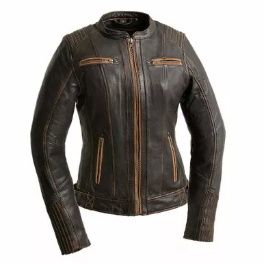 First Manufacturing Electra Womens Black Leather Jacket